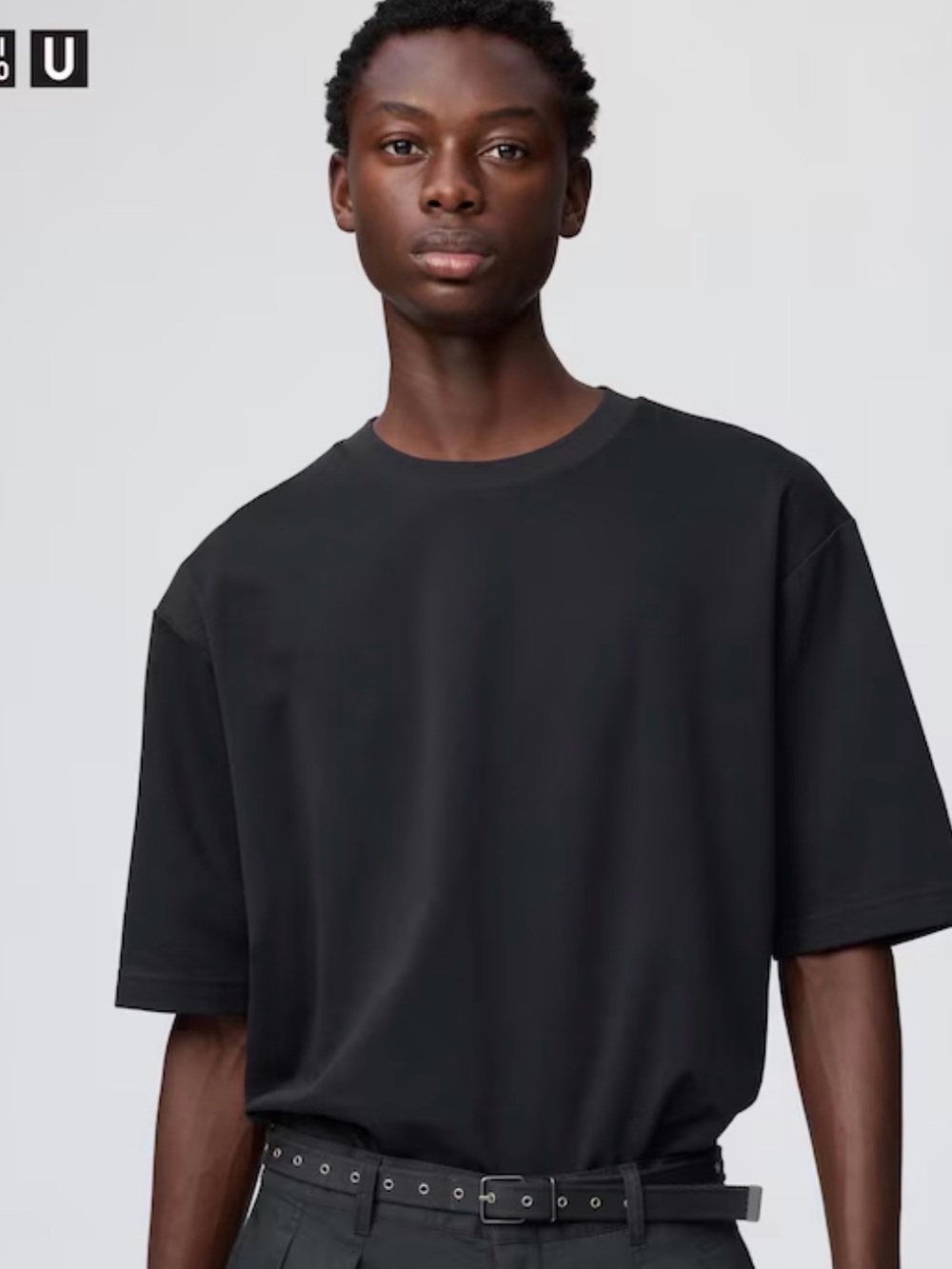 Uniqlo AIRism Cotton Oversized T-Shirt | Half-Sleeve, Black